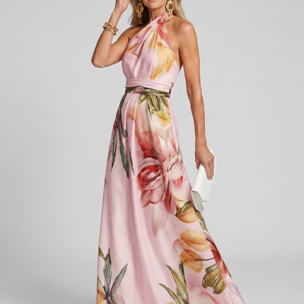 Soft Halter Flowing Skirt Maxi Dress