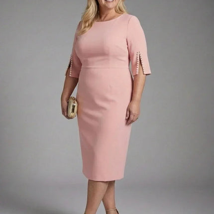 Split Sleeve Fitted Midi Dress