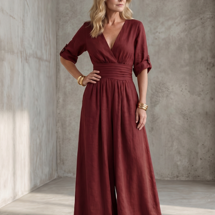Cross Front Wide Leg Jumpsuit