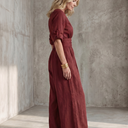 Cross Front Wide Leg Jumpsuit