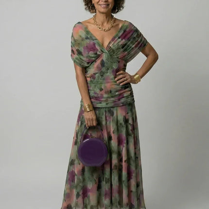 Off Shoulder Flow Midi Dress