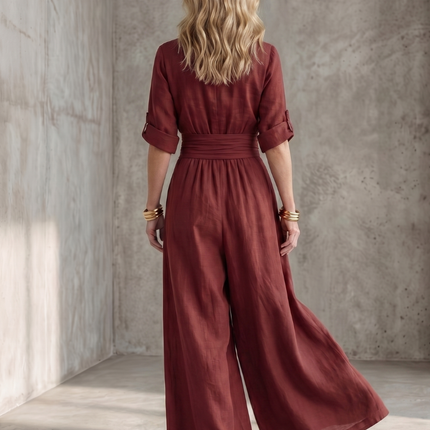 Cross Front Wide Leg Jumpsuit