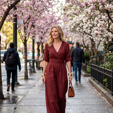 Cross Front Wide Leg Jumpsuit
