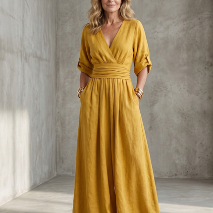 Cross Front Wide Leg Jumpsuit