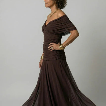 Off Shoulder Flow Midi Dress