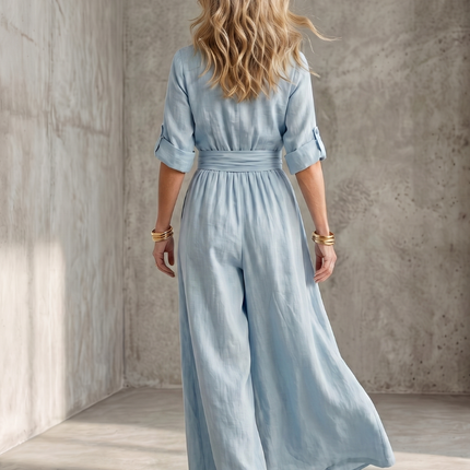 Cross Front Wide Leg Jumpsuit