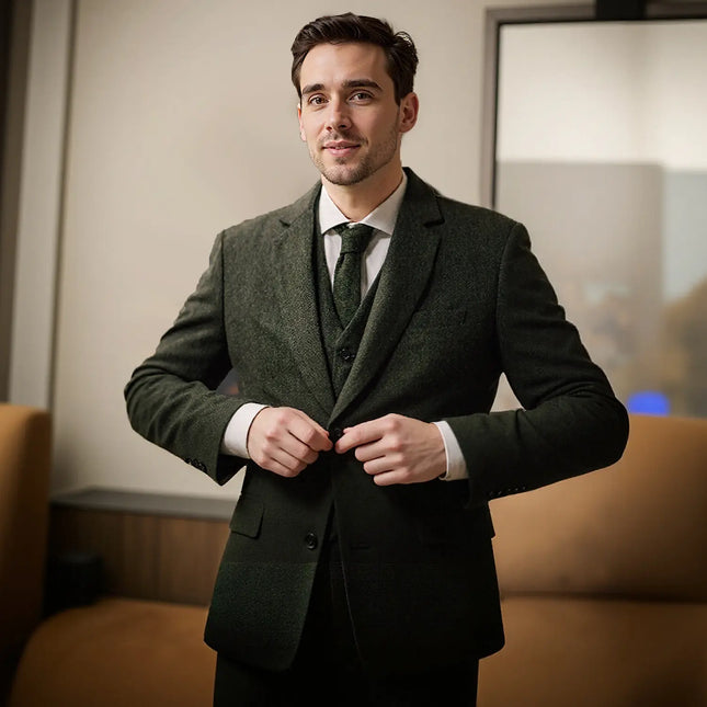 Tweed Suit Men's Vintage Classic Tuxedos