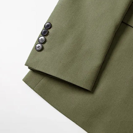 Mens Olive Green Suit Double Breasted Three Piece Suit Tuxedos