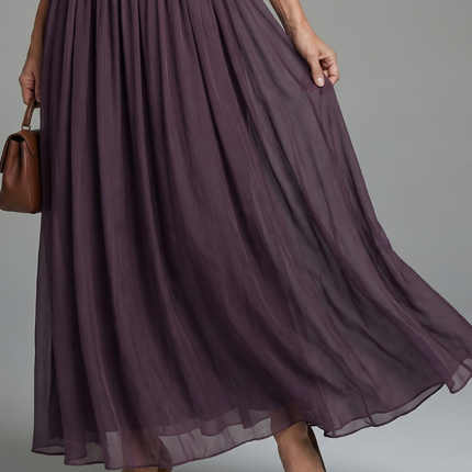 Gathered Waist Keyhole Maxi Dress