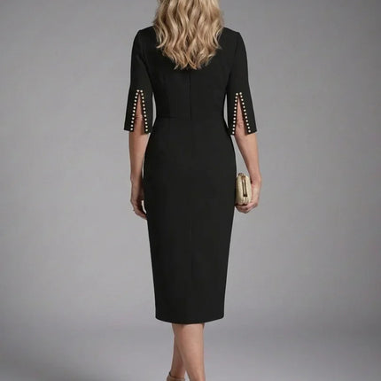 Split Sleeve Fitted Midi Dress