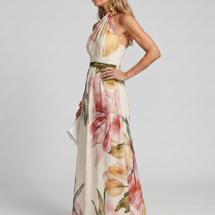 Soft Halter Flowing Skirt Maxi Dress