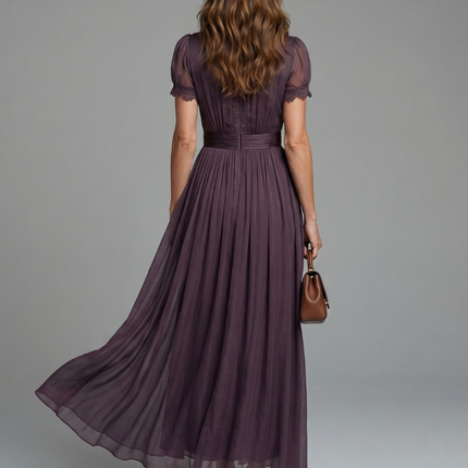 Gathered Waist Keyhole Maxi Dress