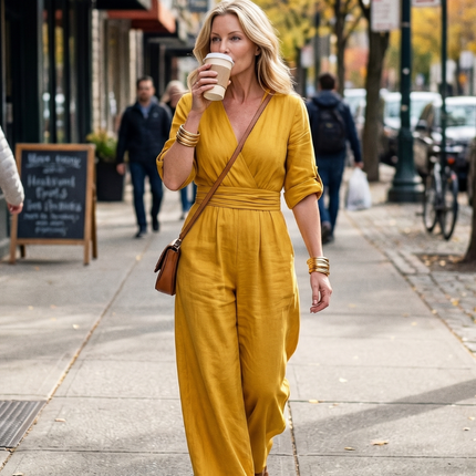 Cross Front Wide Leg Jumpsuit