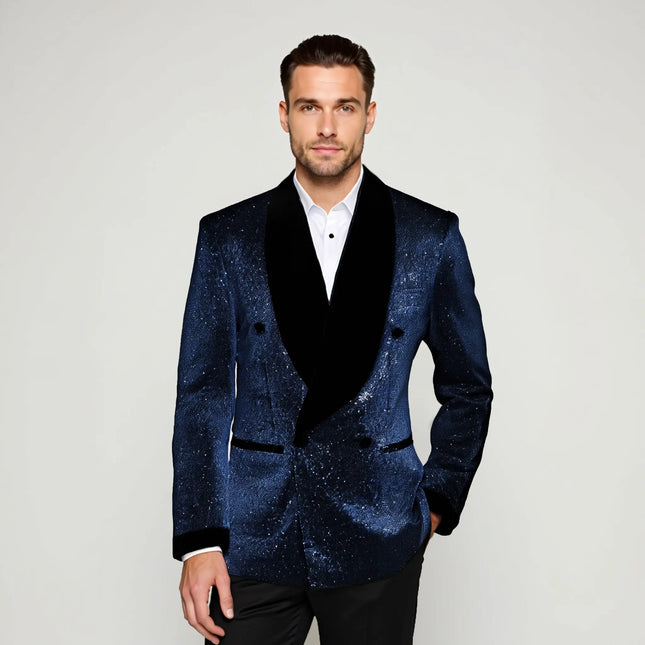 Men's 2-Piece Starry Navy Blue Smoking Suit