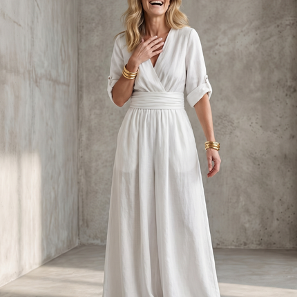 Cross Front Wide Leg Jumpsuit