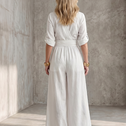 Cross Front Wide Leg Jumpsuit