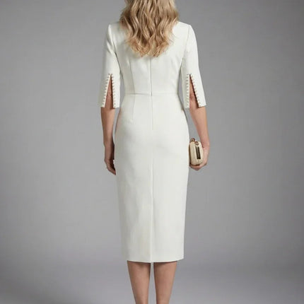 Split Sleeve Fitted Midi Dress