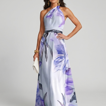 Soft Halter Flowing Skirt Maxi Dress