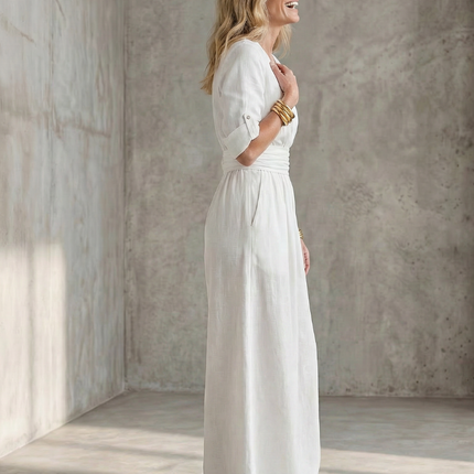 Cross Front Wide Leg Jumpsuit