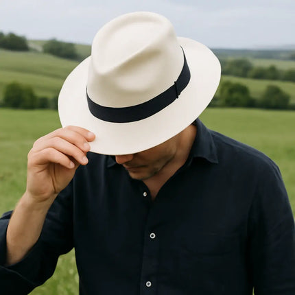 Classic Handmade Panama Hat Black Band