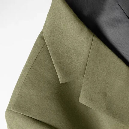 Mens Olive Green Suit Double Breasted Wedding Three Piece Tuxedos