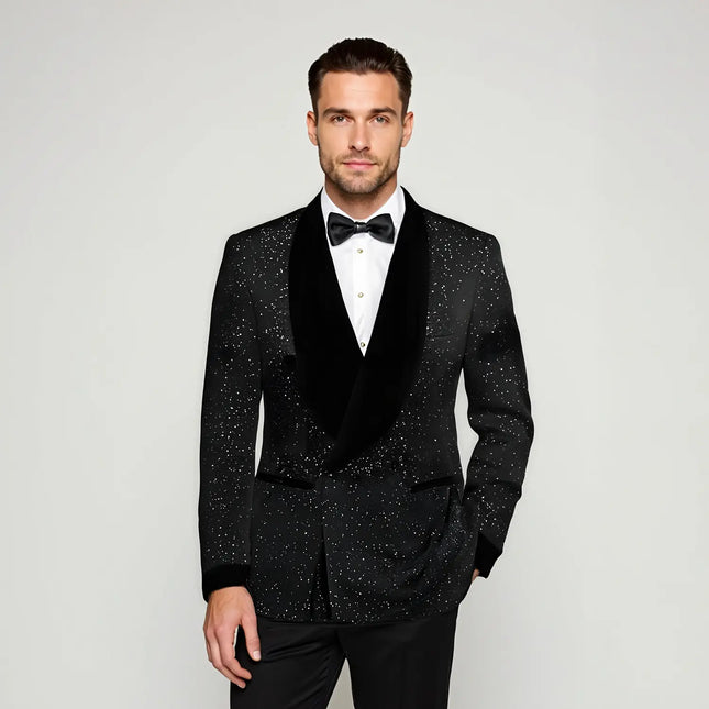 Men's 2-Piece Starry Black Smoking Suit